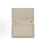 SAINT LAURENT YSL SUNSET Gold Logo, shiny crocodile embossed, magnetic clasp opening and closing sunset bag, chain bag, wallet, hand-held crossbody single-shoulder bag, regular women\'s style, white